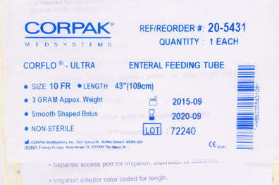 Corpak 20-5431 Corflo Ultra Enteral Feeding Tube 10 Fr x 43 inch (x)